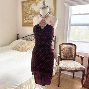 Y2K brown halter dress windsor size small